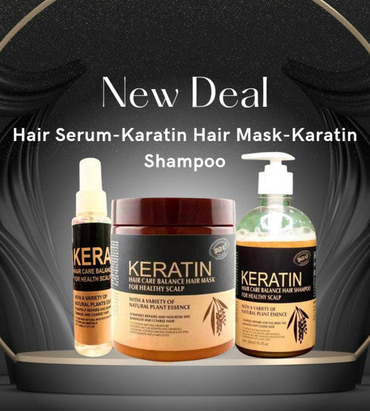 Keratin Pack Of 3 Items Keratin Hair Mask| Keratin Shampoo| Keratin Hair Serum (New Deal)